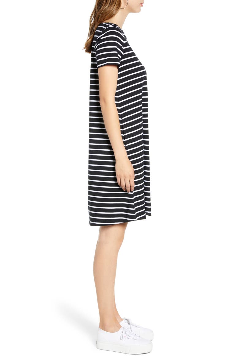 T-Shirt Dress, Alternate, color, BLACK- WHITE STRIPE