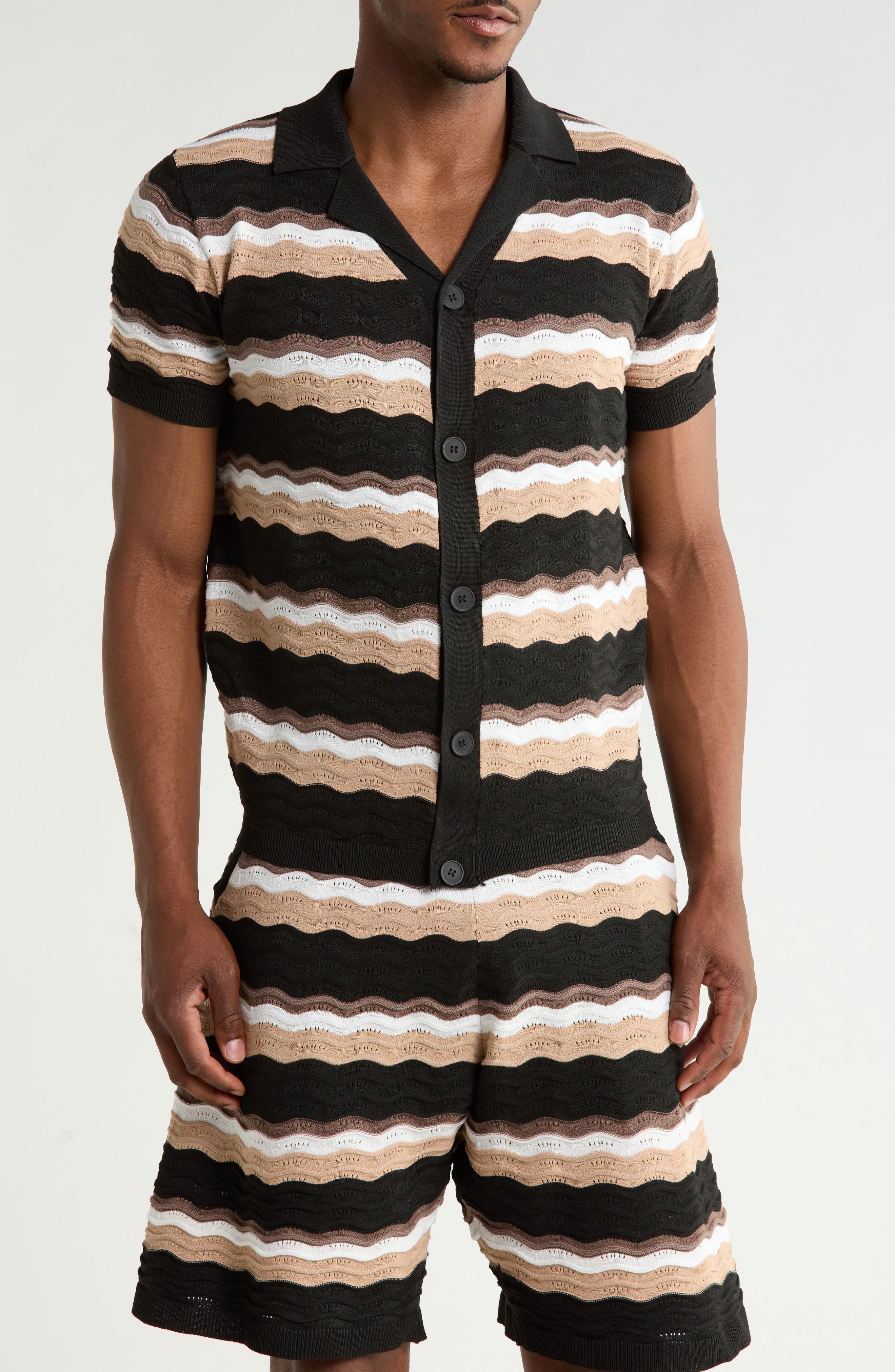 T.R. PREMIUM Textured Stripe Sweater Polo