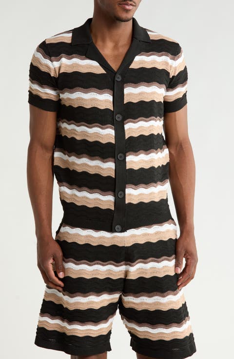 Textured Stripe Sweater Polo