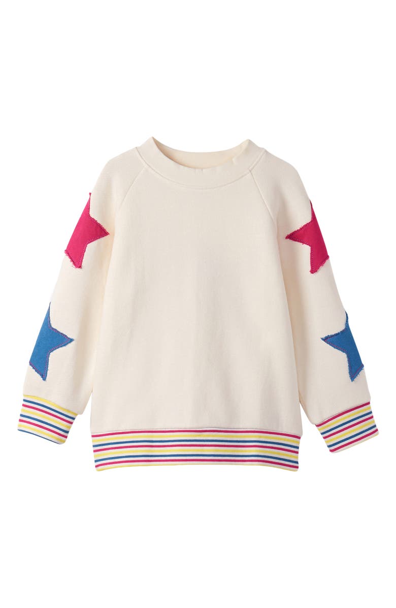 Hatley Kids' Star Appliqué Cotton Sweatshirt, Main, color, Natural