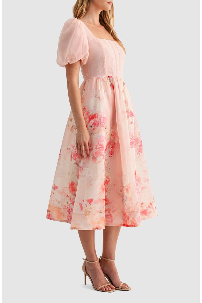 chiffon fit and flare midi dress Maison Tara Plus Size Solid Chiffon Fit and Flare Dress