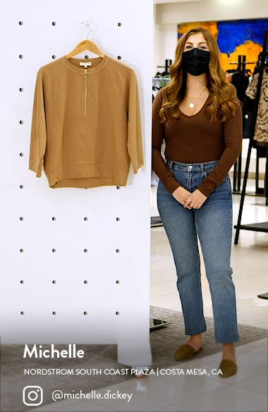 Lafayette 148 New York Powers Quarter Zip Sweatshirt (Women) | Nordstrom