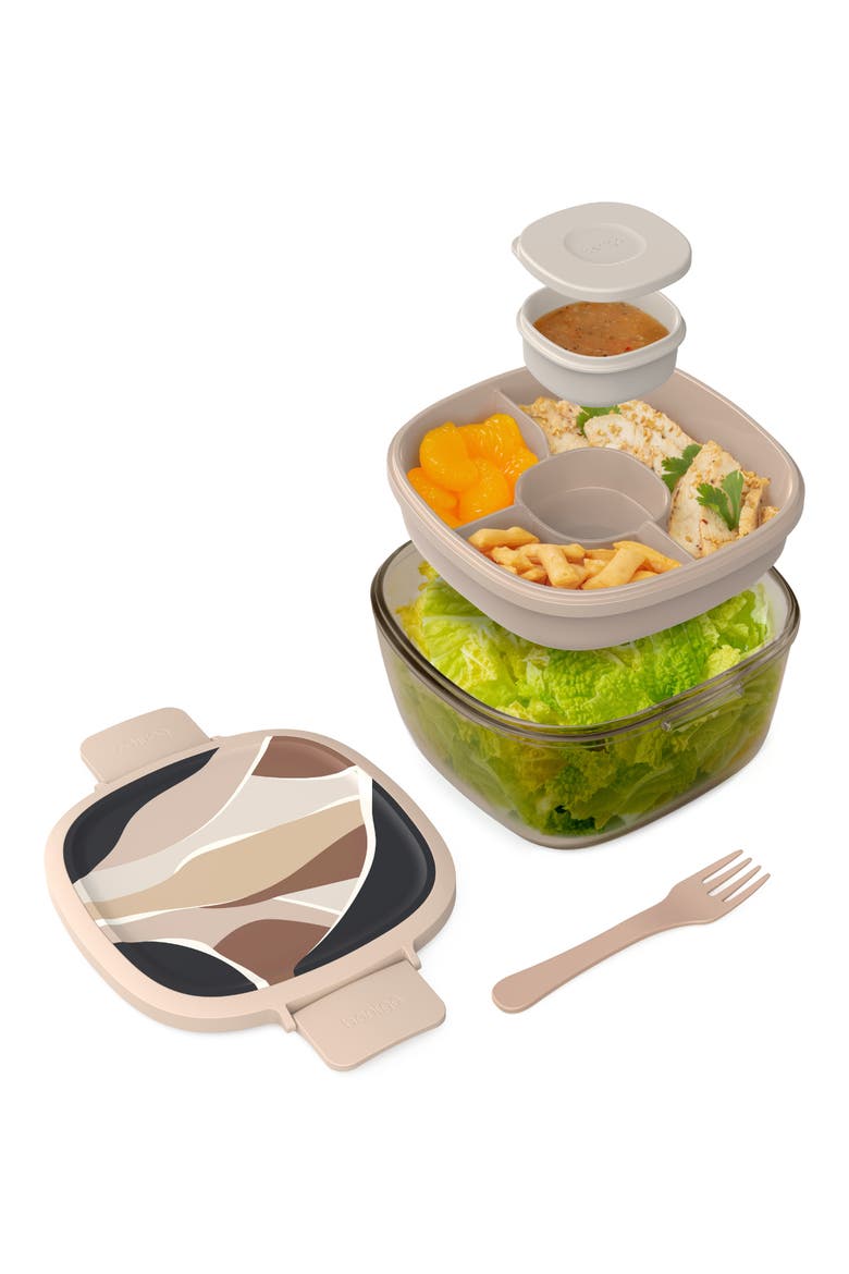 All-in-One Glass Salad Container, Main, color, TAN