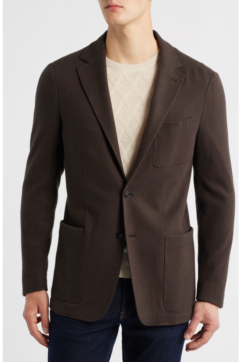 Trim Fit Cotton & Cashmere Jacket, Alternate, color, DARK BROWN