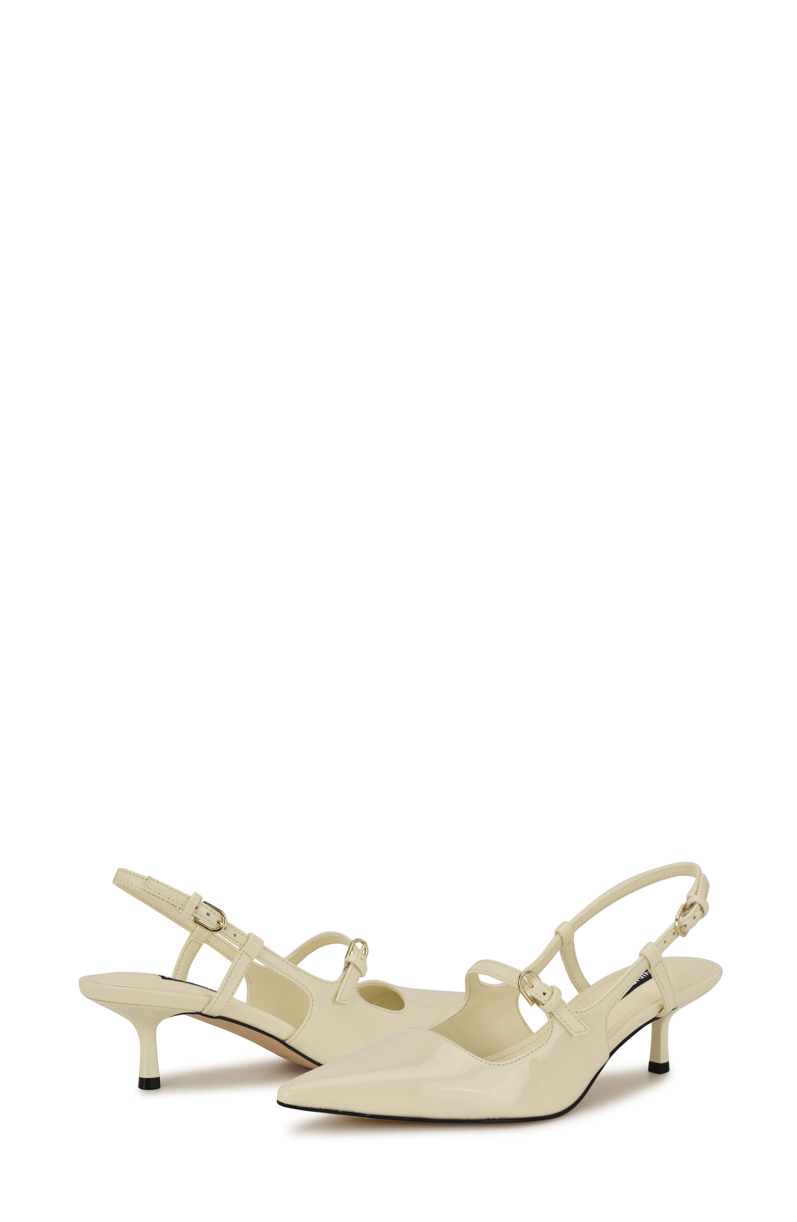 Nine West Amayo Slingback Pointed Toe Kitten Heel Pump, Alternate, color, Ivory