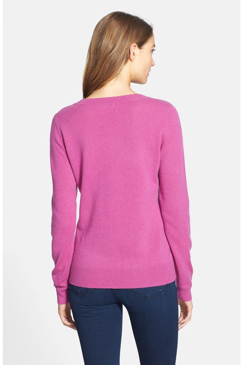 Cashmere Crewneck Sweater, Alternate, color, PURPLE DOG PATTERN