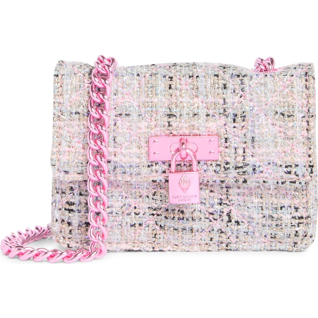 Kurt Geiger London Micro Brixton Tweed Crossbody Bag In Pink