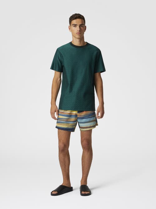 Missoni Swim Shorts With Gradient Zigzag Print In Blue