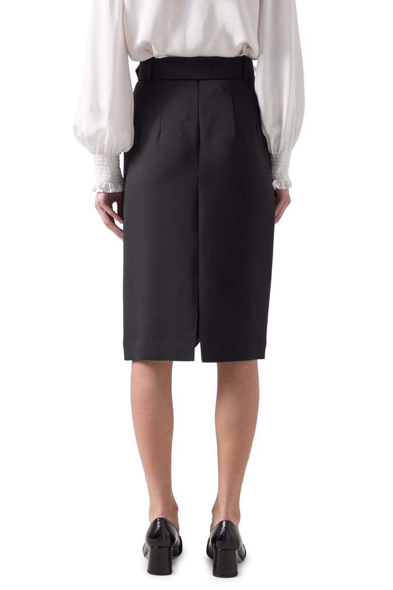 Tabitha Belted Midi Pencil Skirt, Alternate, color, BLACK
