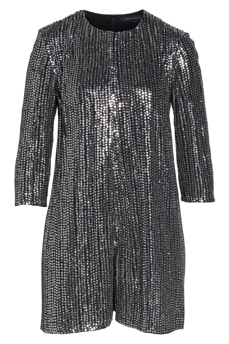 Desiree Disco Romper, Alternate, color, BLACK/ GUNMETAL