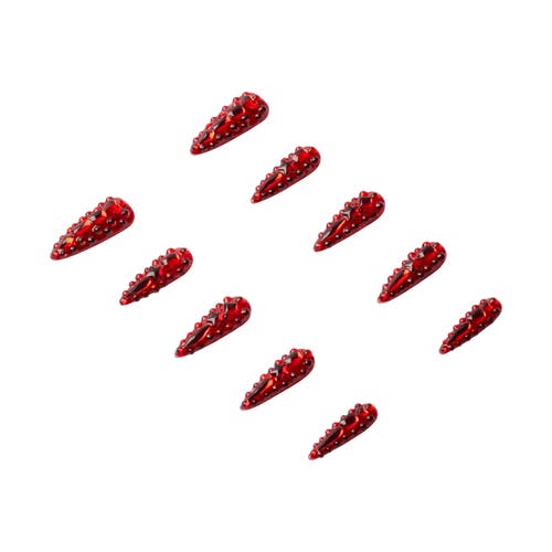 3h Nails Handmade Reusable Stiletto Press-on Nails, Scarlet Flame Red, 10 Nails In Red