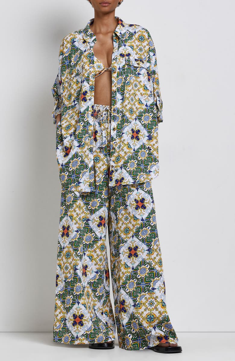 River Island Print Oversize Tunic Shirt, Alternate, color,