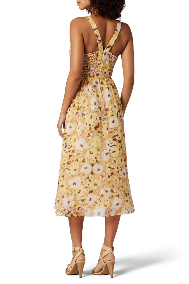 Margot Floral Print Silk Dress, Alternate, color, AMBER GOLD MULTI