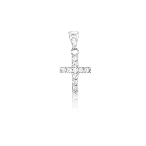 Donatello Gian Sterling Silver Crystal Cross Pendant In Silver