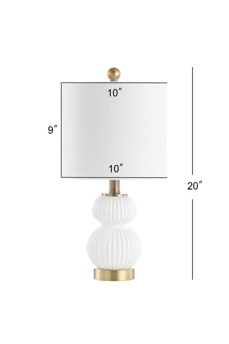 Daphne Ribbed Metal/Glass LED Table Lamp, Alternate, color, White/Brass Gold