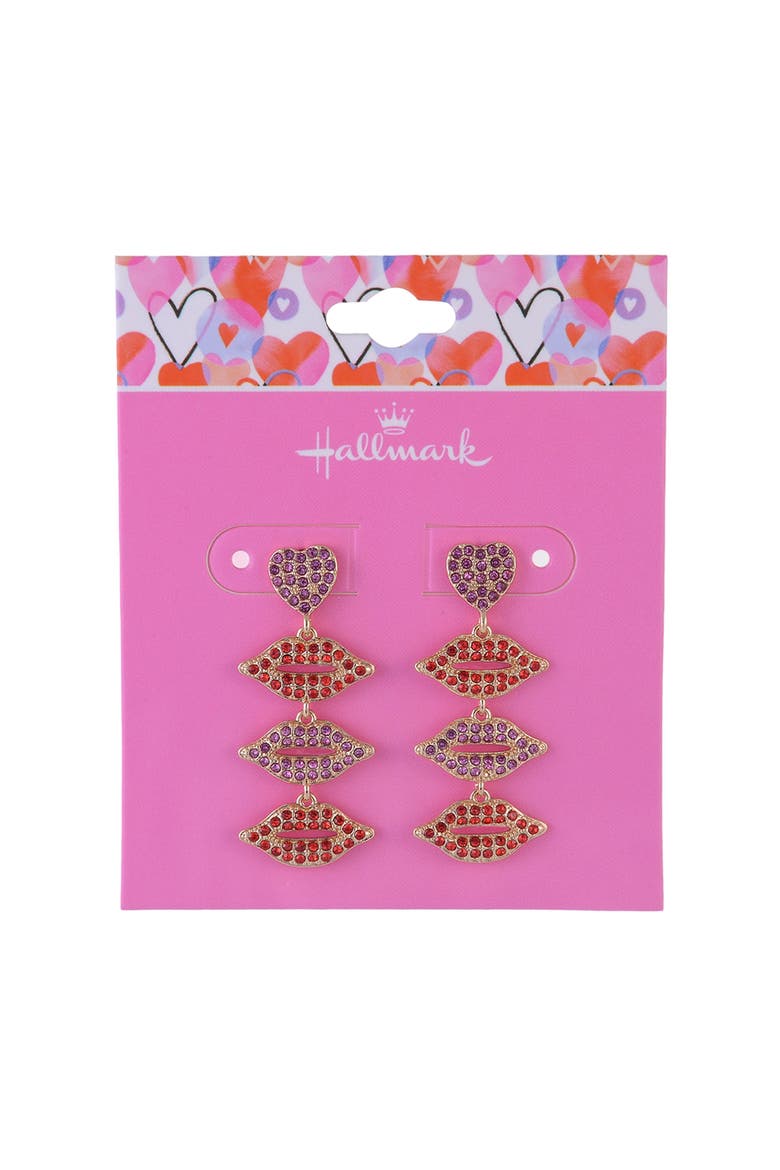 Stone Lip Linear Earrings, Alternate, color, Red