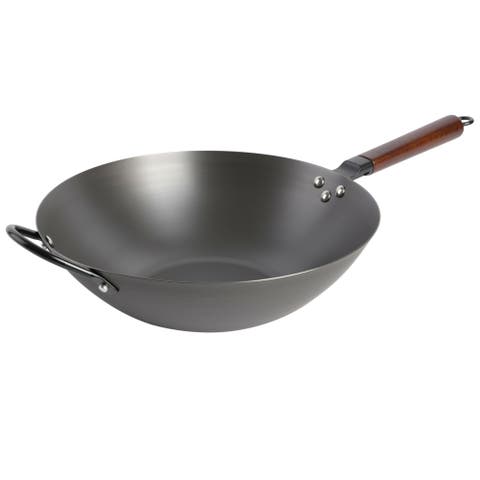 Pre-Seasoned Carbon Steel Flat Bottom Wok