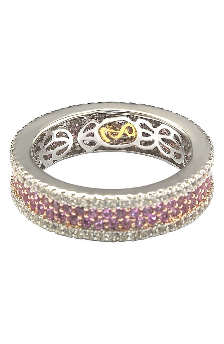 SUZY LEVIAN Sterling Silver Accent Pavé Pink Sapphire Eternity Band Ring, Alternate, color, Pink