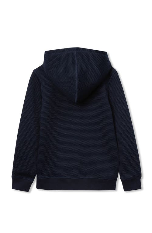Lands' End Boys Texture Knit Zip Up Hoodie In Blue