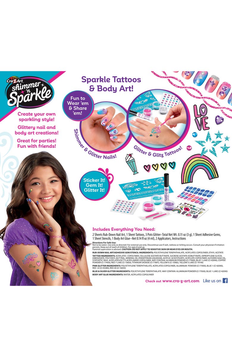 Shimmer 'N Sparkle Diy Sparkling Glitter Tattoos and Nails, Alternate, color, Multicolored