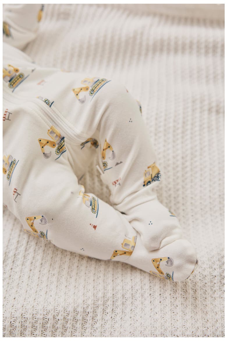 Fitted One-Piece Zip Pajamas, Alternate, color, OFF WHITE