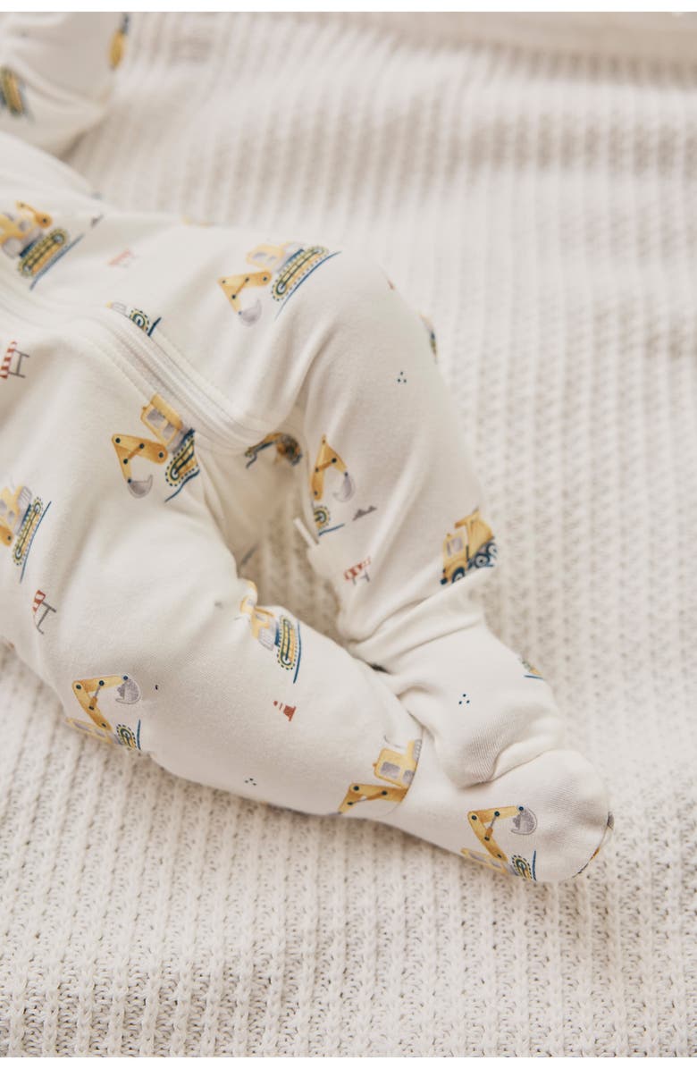 Petit Lem Fitted One-Piece Zip Pajamas, Alternate, color, Off White