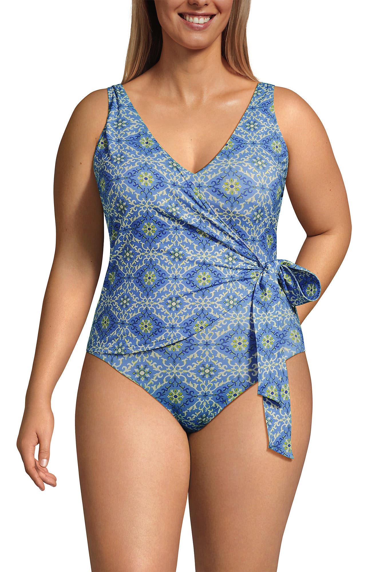 selected Lake Blue/Egret Geo Floral