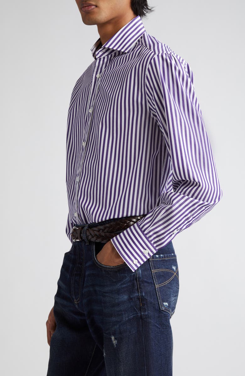 Brunello Cucinelli Basic Fit Stripe Button-Up Shirt, Alternate, color,
