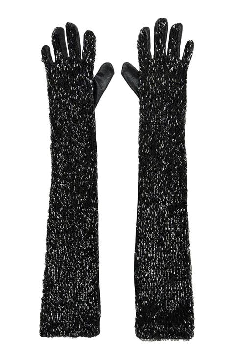 Bugle Bead Sequins Long Gloves