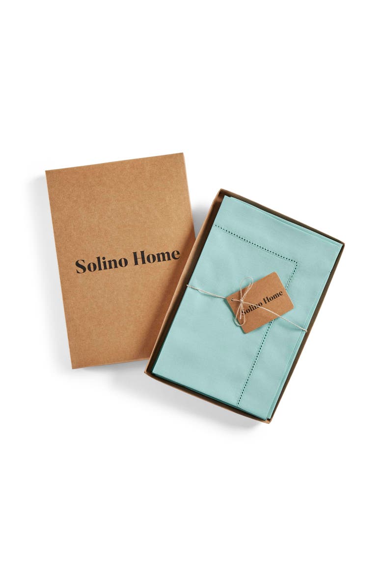 Cotton Linen Hemstitch Dinner Napkins Set of 4, 20 x 20", Alternate, color, Pastel Turquoise