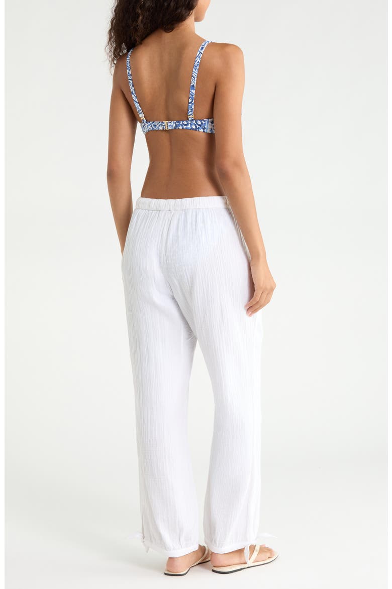 Ankle Tie Double Gauze Cover-Up Pants, Alternate, color, WHITE