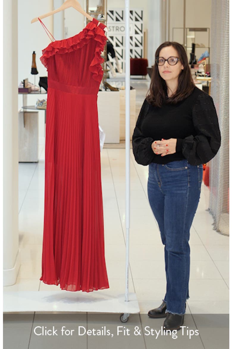 Vida One-Shoulder Pleated Chiffon Gown video