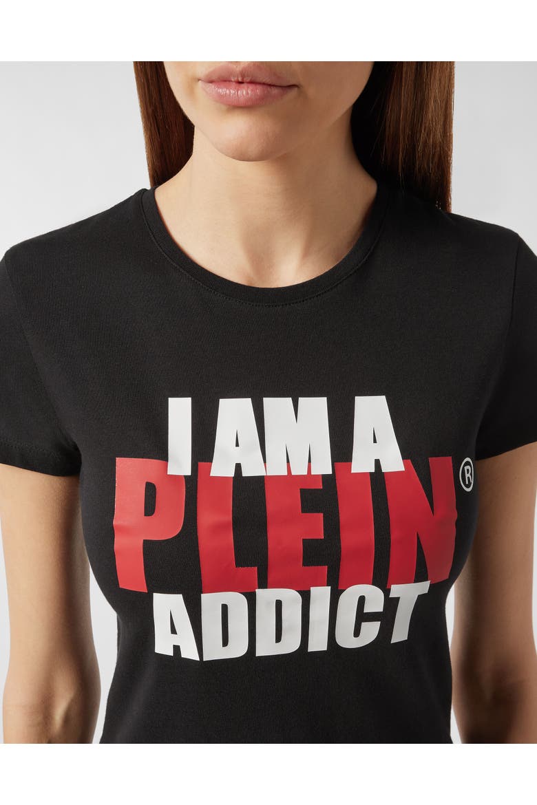 T-Shirt Round Neck Statement Women, Alternate, color, black