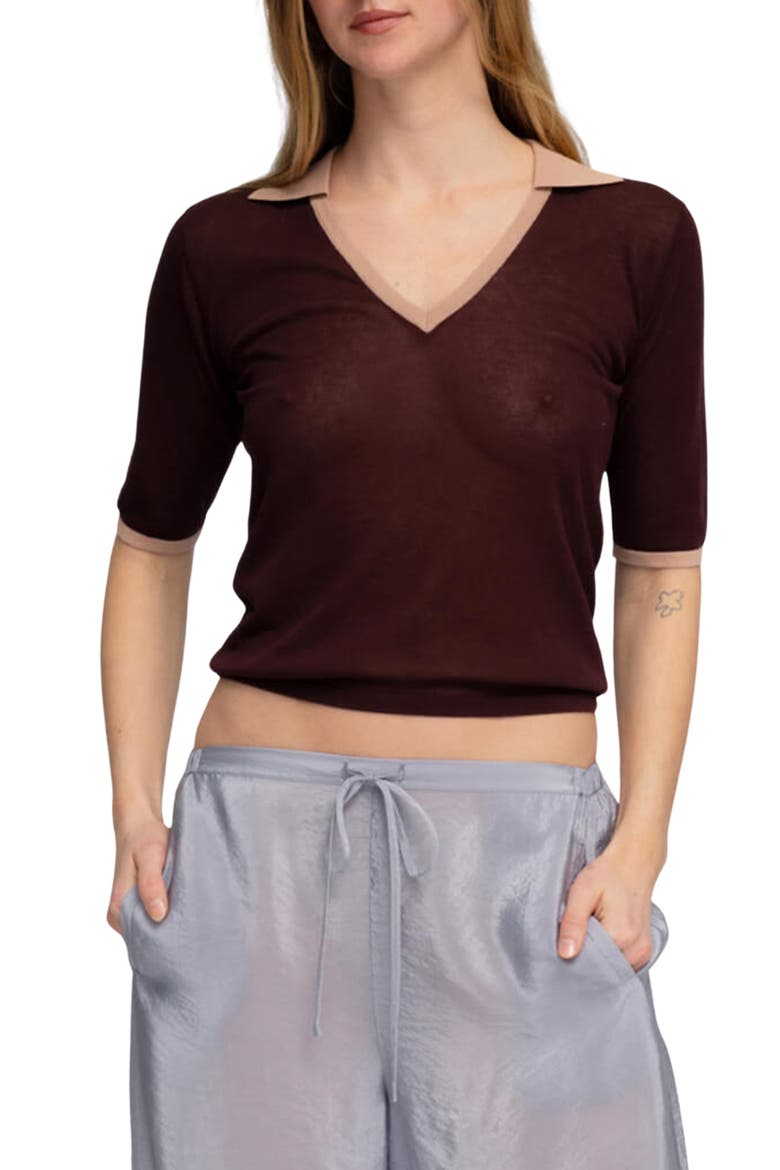 Serin Knit Top, Main, color, DEEP RED AND DUSTY PINK