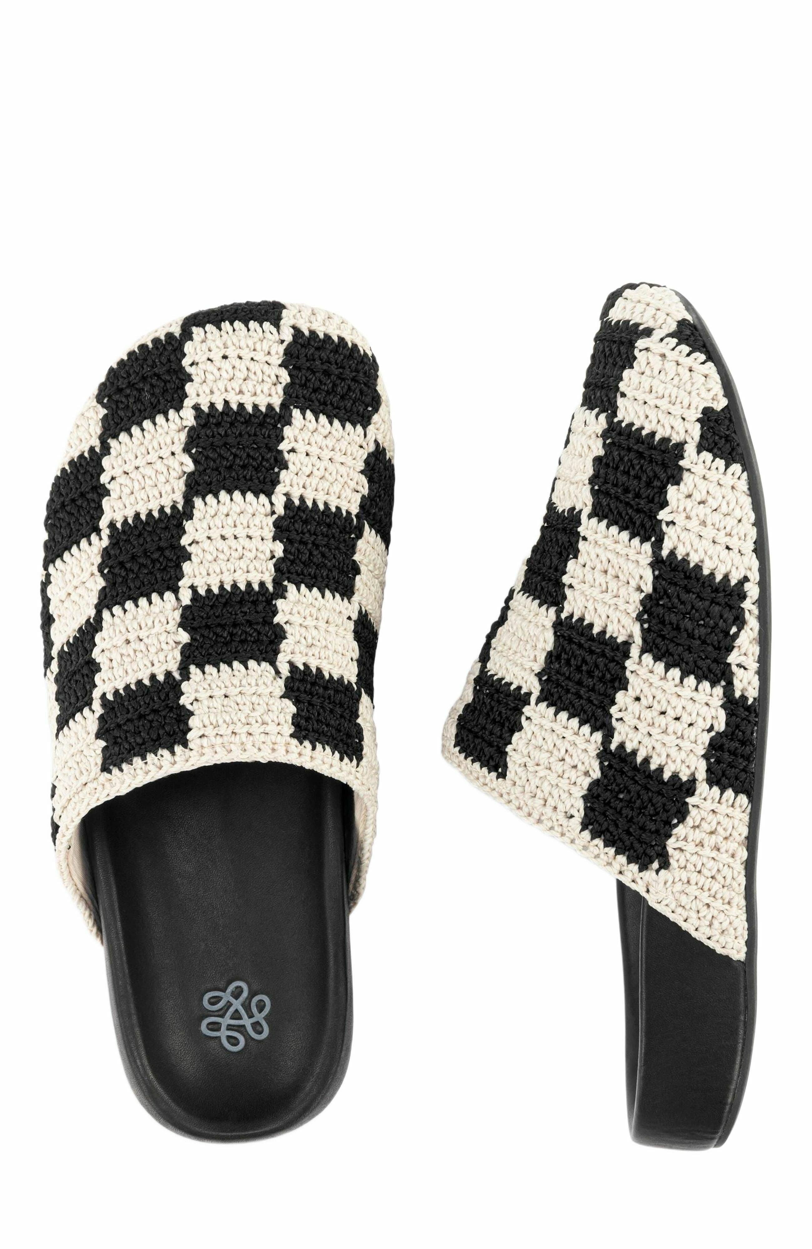 The Sak Bolinas Crochet Clog Shoe, Alternate, color, Black Check