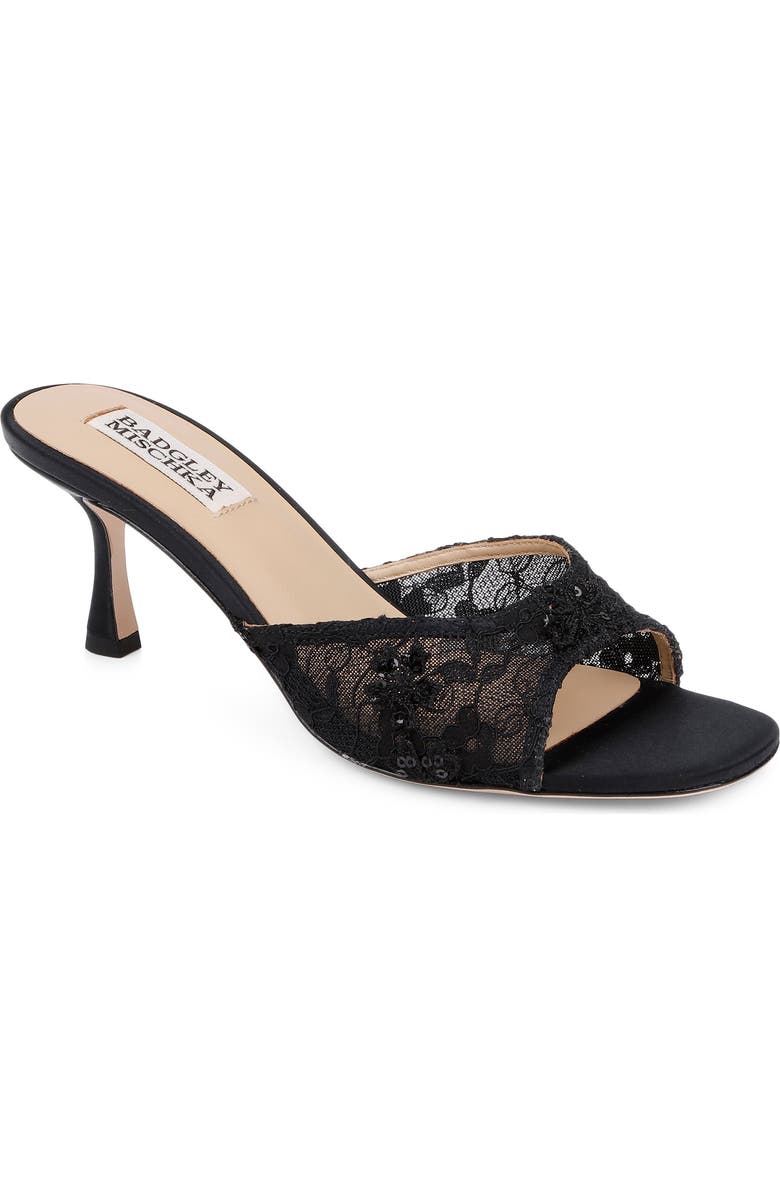 Badgley Mischka Collection Draya Sandal, Main, color, Black Satin