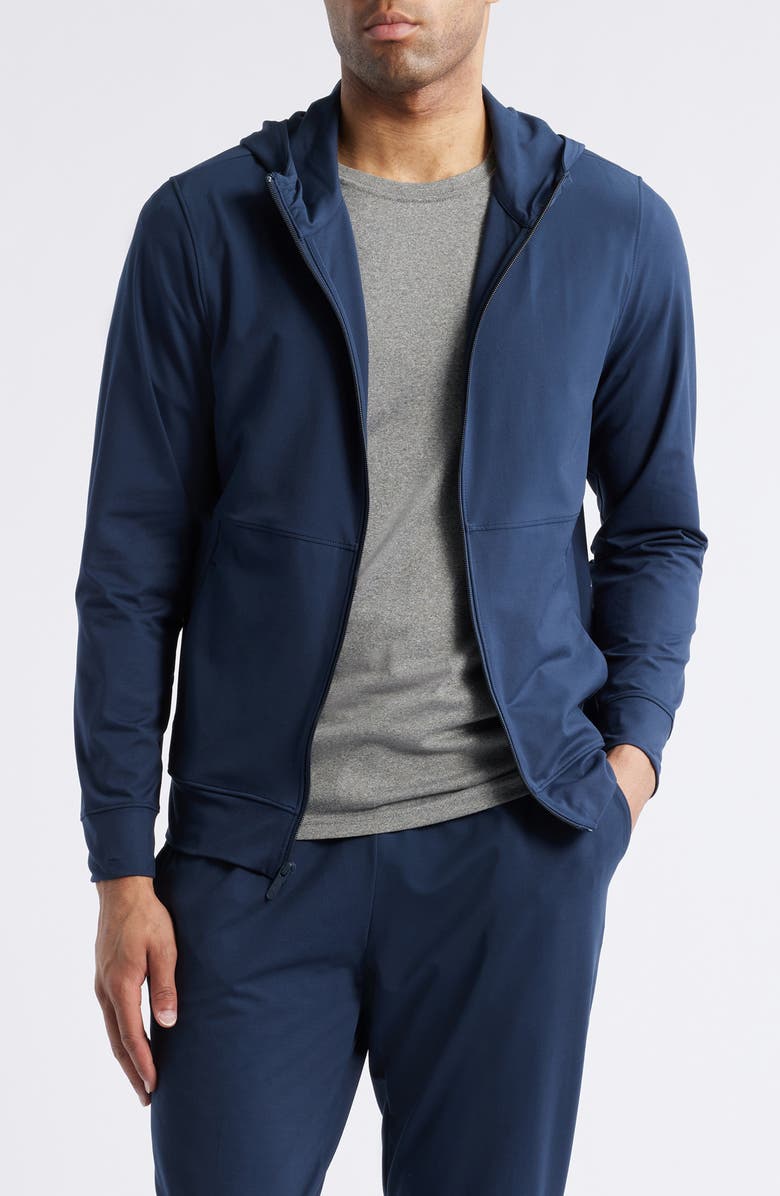 Zella Live In Hybrid Zip Hoodie, Main, color, Navy Eclipse