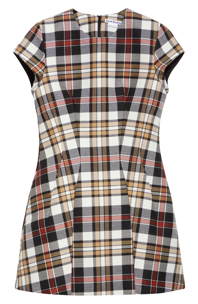 Acne Studios Check Jacquard Minidress, Alternate, color, Multi Brown