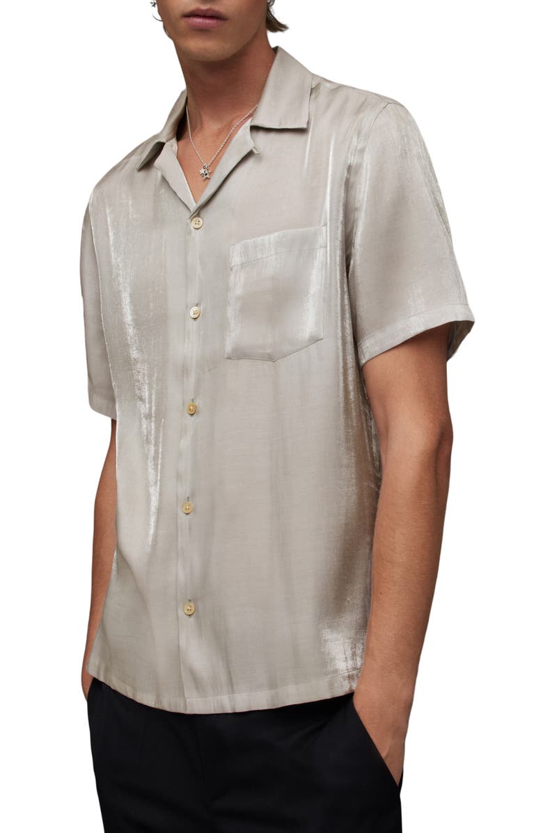 AllSaints Duran Camp Shirt, Alternate, color, Moon Mist