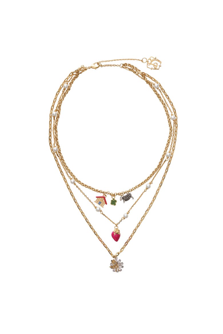 Multi-layered Charm Necklace, Main, color, Gold/silver/multicolour