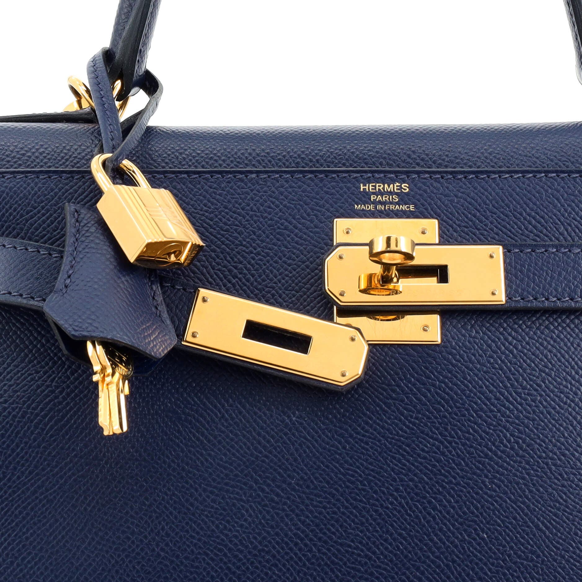 Pre-Owned Hermes Kelly Handbag Blue Epsom with Gold Hardware 28, Alternate, color, 