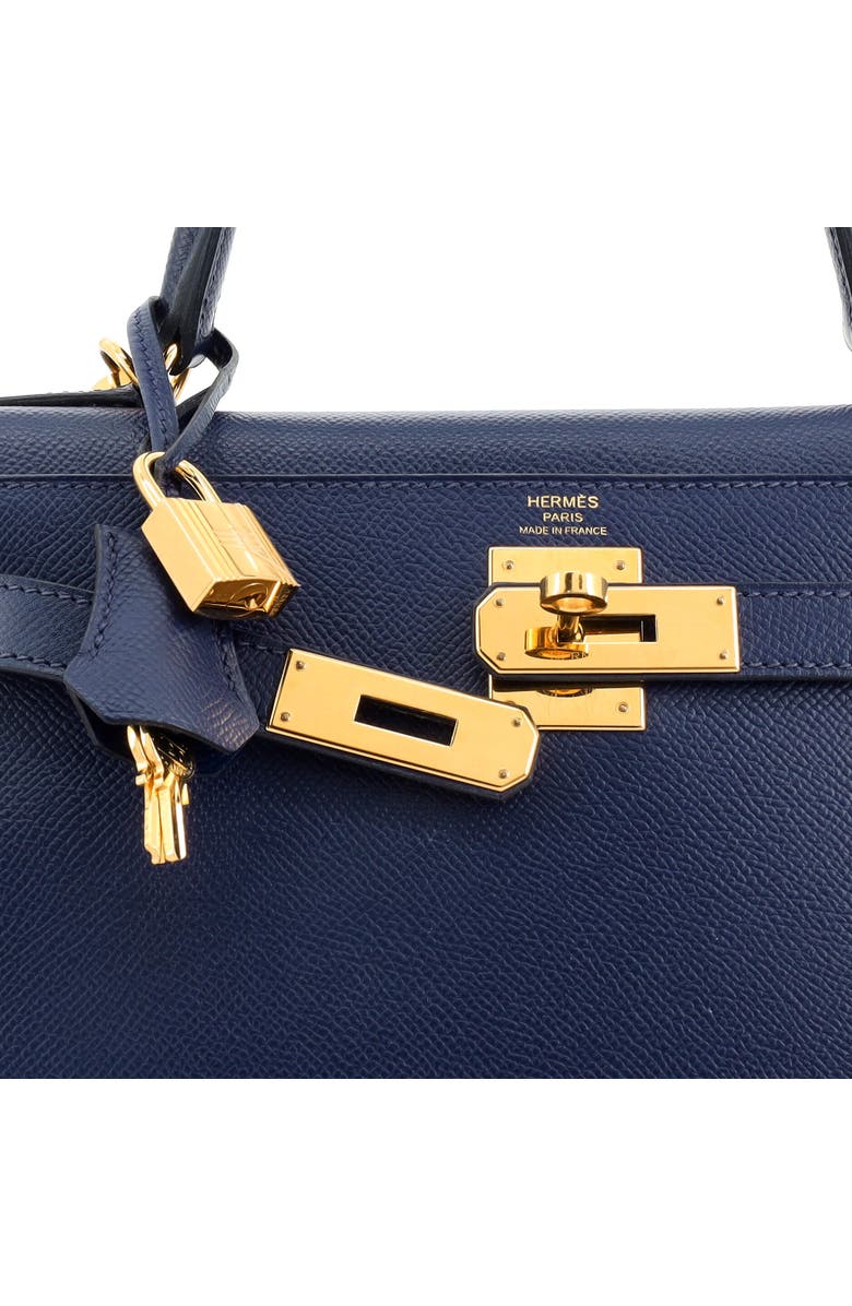 Pre-Owned Hermes Kelly Handbag Blue Epsom with Gold Hardware 28, Alternate, color,