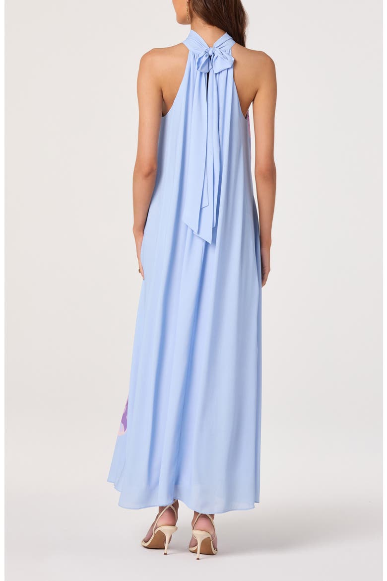Nesta Floral Print Halter Dress, Alternate, color, BLUE