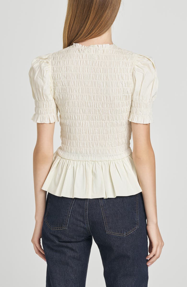 WAYF Matilda Smocked Peplum Top, Alternate, color, Cream