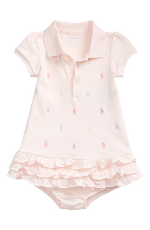 Cupcake Embroidered Polo Dress & Bloomers Set (Baby)