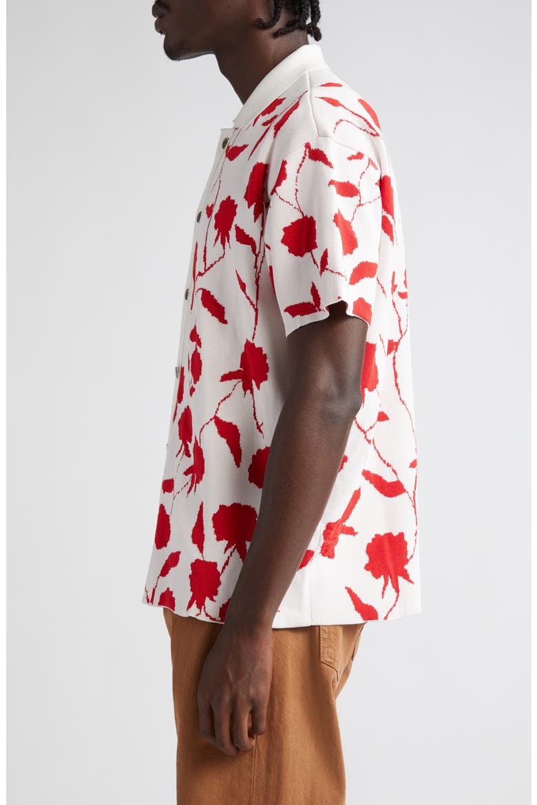 La Chemise Maille Rosa Short Sleeve Button-Up Jacquard Knit Shirt, Alternate, color, MULTI-WHITE