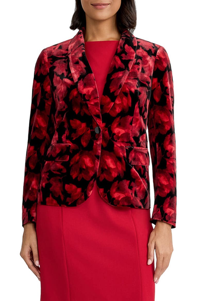 Shawl Collar One-Button Blazer, Main, color, FIRE RED MULTI