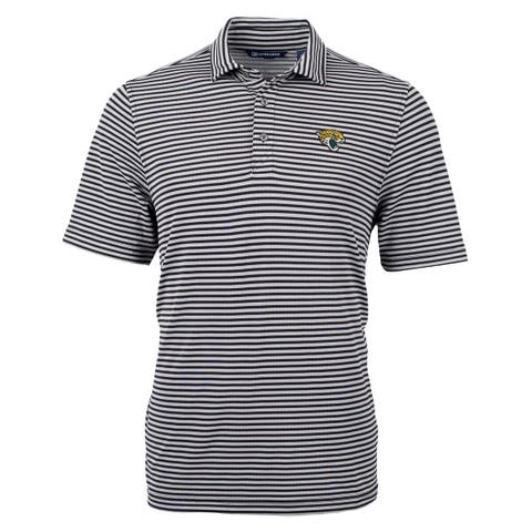 Men's Cutter & Buck Black Jacksonville Jaguars Virtue Eco Pique Stripe Recycled Polo
