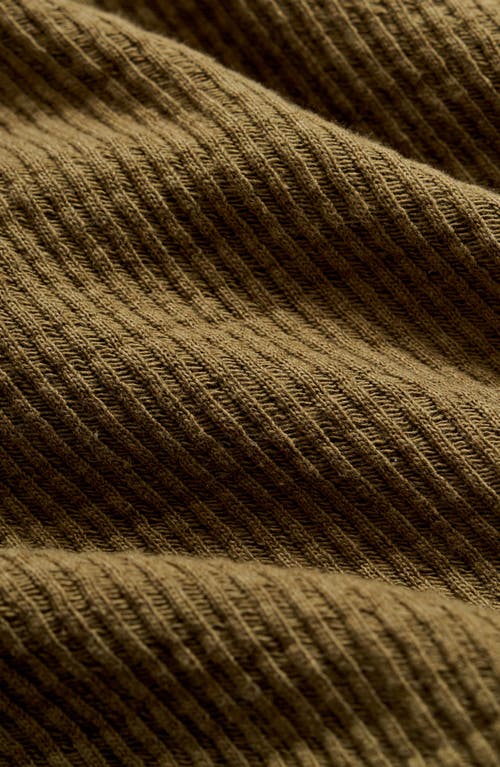 Billy Reid Drop Stitch Long Sleeve Polo In Olive