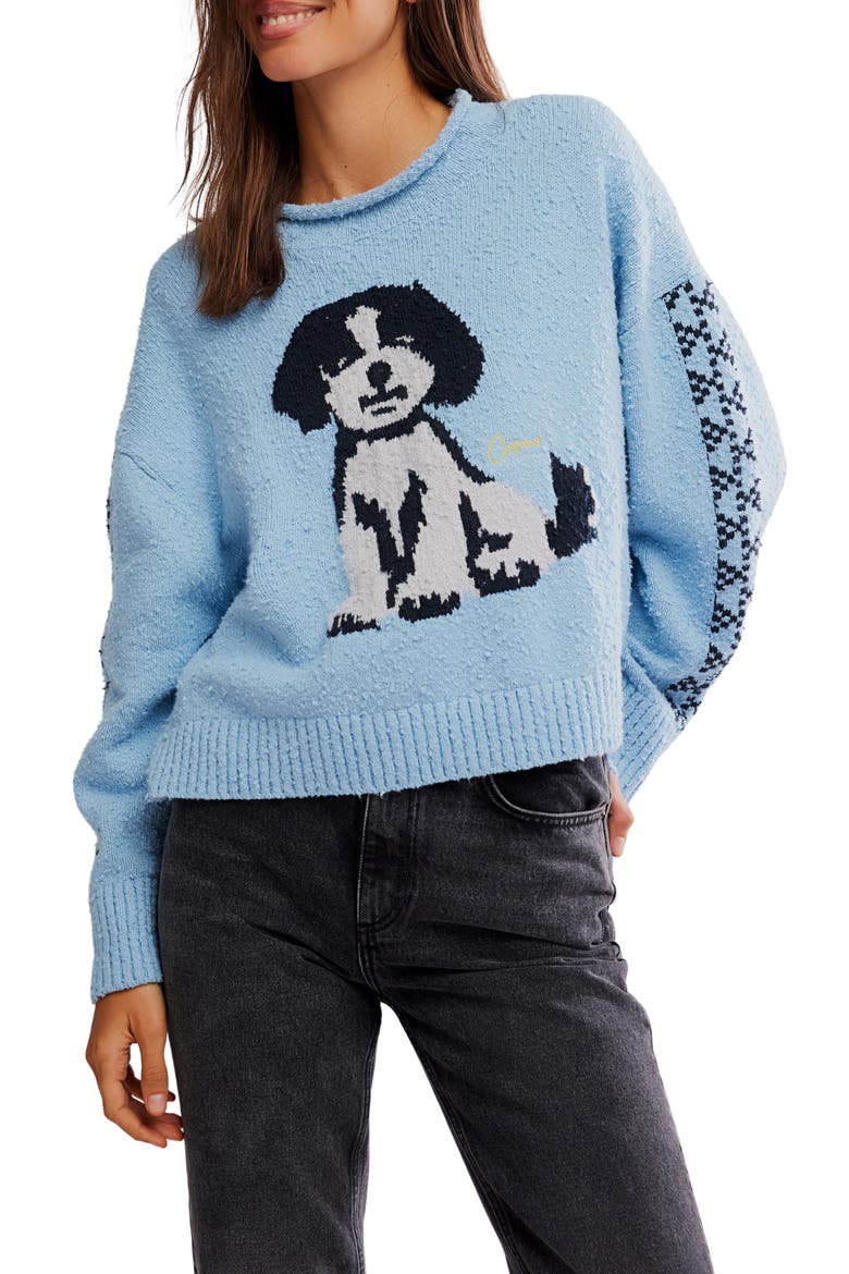 Story Book Cotton Blend Sweater, Main, color, CLEAR SKIES COMBO